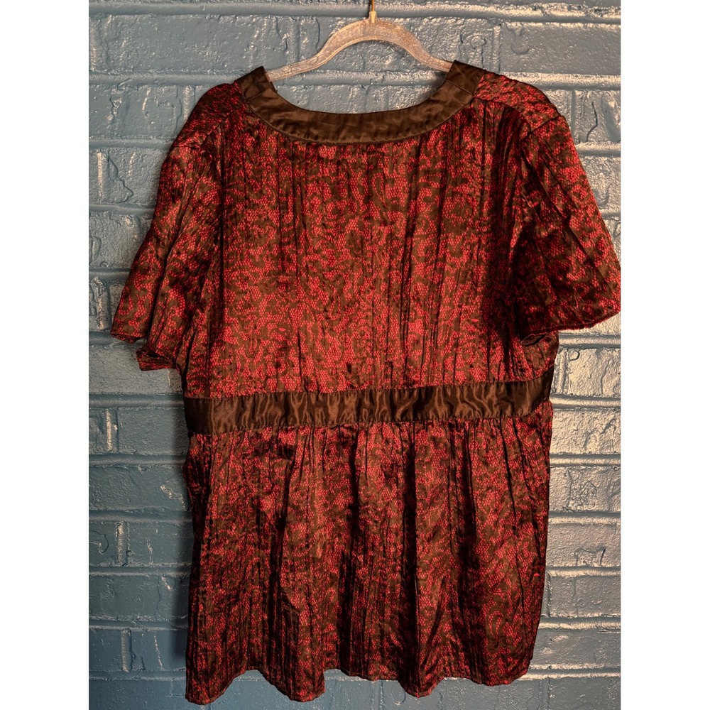 Y2K Satin Feel Womens Red Black Print Empire‎ Waist V-Neck Blouse Large, 
Apt 9 - Picture 5 of 5